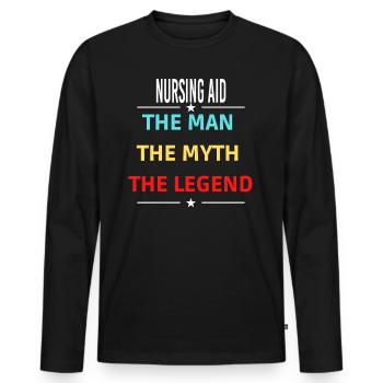 The Man The Myth The Legend NURSING AID - Men's Premium Organic Long Sleeve Shirt - black - Front - Nico (187cm)