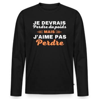 Je devrais perdre du poids, mais j'aime pas perdre - T-shirt manches longues Premium bio Homme - noir - Devant - Nico (187cm)