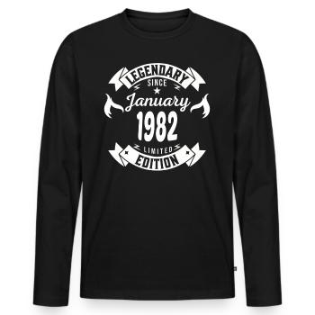 Légendaire depuis janvier 1982 - T-shirt manches longues Premium bio Homme - noir - Devant - Nico (187cm)