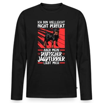 Mein Deutscher Jagdterrier liebt mich - Männer Premium Bio Langarmshirt - Schwarz - Vorne - Nico (187cm)