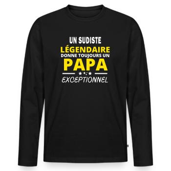 SUDISTE légendaire drôle papa exceptionnel - T-shirt manches longues Premium bio Homme - noir - Devant - Nico (187cm)