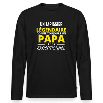 TAPISSIER légendaire drôle papa exceptionnel - T-shirt manches longues Premium bio Homme - noir - Devant - Nico (187cm)