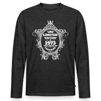 1973 - Men's Premium Organic Long Sleeve Shirt - heather anthracite - Front - Nico (187cm)