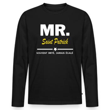 MR. souvent imité, jamais égalé Saint Patrick - T-shirt manches longues Premium bio Homme - noir - Devant - Nico (187cm)