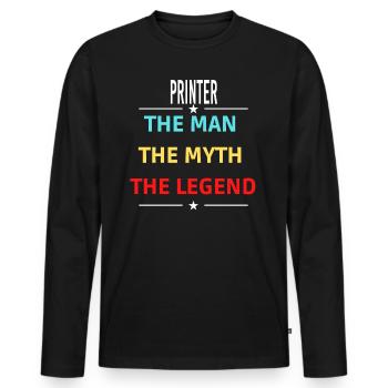 The Man The Myth The Legend PRINTER - Männer Premium Bio Langarmshirt - Schwarz - Vorne - Nico (187cm)