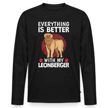 Alles ist besser mit meinem Leonberger - Männer Premium Bio Langarmshirt - Schwarz - Vorne - Nico (187cm)