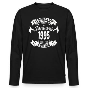 Legendär seit Januar 1995 - Männer Premium Bio Langarmshirt - Schwarz - Vorne - Nico (187cm)