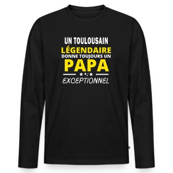 TOULOUSAIN légendaire drôle papa exceptionnel - T-shirt manches longues Premium bio Homme - noir - Devant - Nico (187cm)