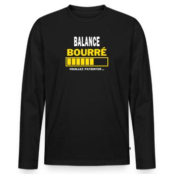 BALANCE bourré HUMOUR - T-shirt manches longues Premium bio Homme - noir - Devant - Nico (187cm)
