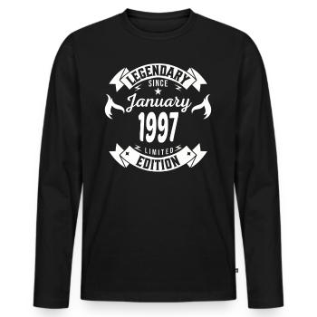 Legendär seit Januar 1997 - Männer Premium Bio Langarmshirt - Schwarz - Vorne - Nico (187cm)
