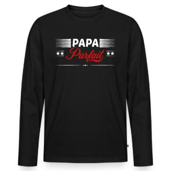 Papa parfait - T-shirt manches longues Premium bio Homme - noir - Devant - Nico (187cm)