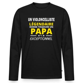 VIOLONCELLISTE légendaire drôle papa exceptionnel - T-shirt manches longues Premium bio Homme - noir - Devant - Nico (187cm)