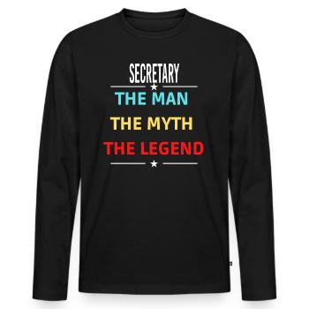 L’homme Le mythe La légende SECRÉTAIRE - T-shirt manches longues Premium bio Homme - noir - Devant - Nico (187cm)