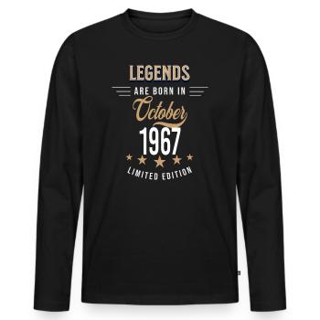 Legenden werden im Oktober 1967 geboren - Männer Premium Bio Langarmshirt - Schwarz - Vorne - Nico (187cm)