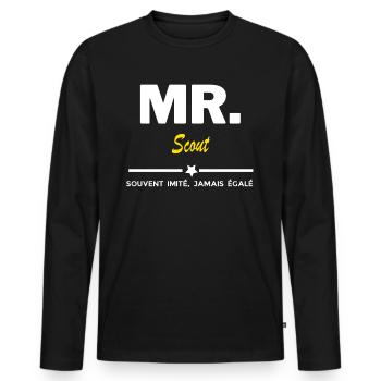 MR. souvent imité, jamais égalé Scout - T-shirt manches longues Premium bio Homme - noir - Devant - Nico (187cm)