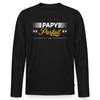 Papy parfait - T-shirt manches longues Premium bio Homme - noir - Devant - Nico (187cm)