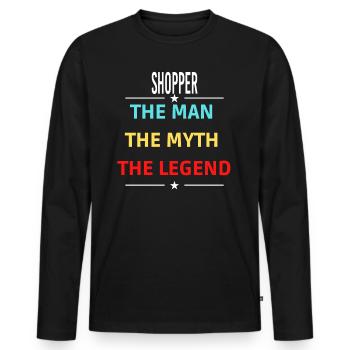 L’homme Le mythe La légende SHOPPER - T-shirt manches longues Premium bio Homme - noir - Devant - Nico (187cm)