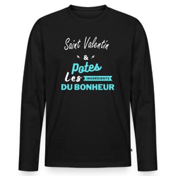 potes les ingrédients du bonheur Saint Valentin - T-shirt manches longues Premium bio Homme - noir - Devant - Nico (187cm)