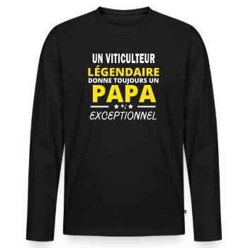 VITICULTEUR légendaire drôle papa exceptionnel - T-shirt manches longues Premium bio Homme - noir - Devant - Nico (187cm)