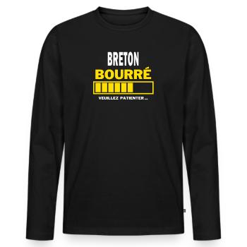 BRETON bourré HUMOUR - T-shirt manches longues Premium bio Homme - noir - Devant - Nico (187cm)