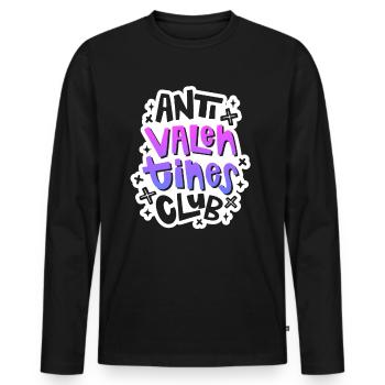 Valentine's Day Outfit - Anti Valentines Club - Men's Premium Organic Long Sleeve Shirt - black - Front - Nico (187cm)