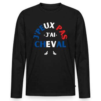 J Peux Pas J Ai Cheval - T-shirt manches longues Premium bio Homme - noir - Devant - Nico (187cm)