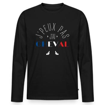 J Peux Pas J Ai Cheval - T-shirt manches longues Premium bio Homme - noir - Devant - Nico (187cm)