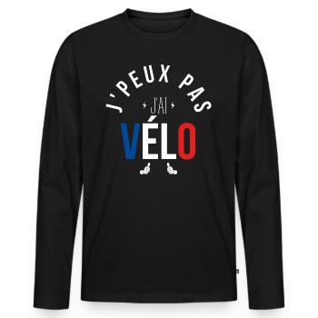 J Peux Pas J Ai Vélo - T-shirt manches longues Premium bio Homme - noir - Devant - Nico (187cm)