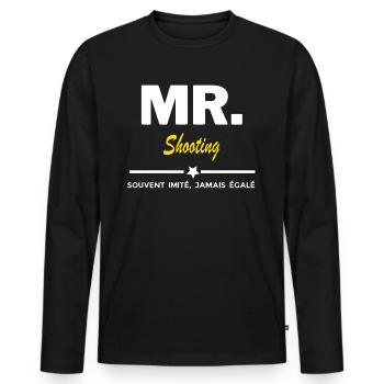 MR. souvent imité, jamais égalé Shooting - T-shirt manches longues Premium bio Homme - noir - Devant - Nico (187cm)