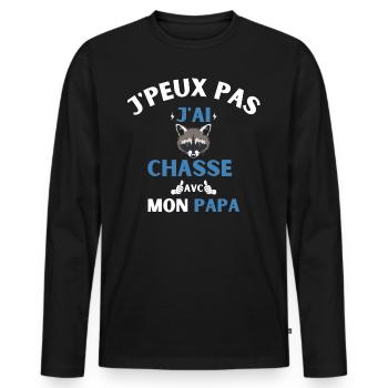 J'peux Pas j ai chasse avec mon papa cadeau chasse - T-shirt manches longues Premium bio Homme - noir - Devant - Nico (187cm)