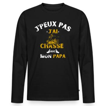 j peux pas j ai chasse avec mon papa - T-shirt manches longues Premium bio Homme - noir - Devant - Nico (187cm)