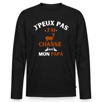 j peux pas j ai chasse avec mon papa - T-shirt manches longues Premium bio Homme - noir - Devant - Nico (187cm)