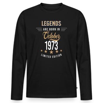 Legenden werden im Oktober 1973 geboren - Männer Premium Bio Langarmshirt - Schwarz - Vorne - Nico (187cm)
