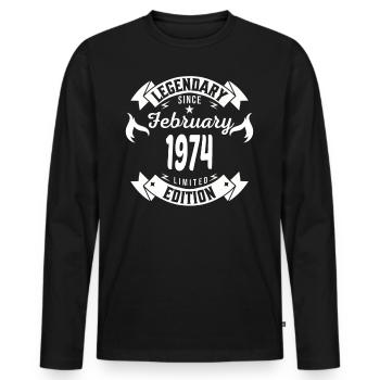 Legendary since february 1974 - Men's Premium Organic Long Sleeve Shirt - black - Front - Nico (187cm)