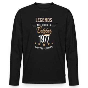 Legenden werden im Oktober 1977 geboren - Männer Premium Bio Langarmshirt - Schwarz - Vorne - Nico (187cm)