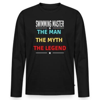 The Man The Myth The Legend SWIMMING MASTER - Men's Premium Organic Long Sleeve Shirt - black - Front - Nico (187cm)