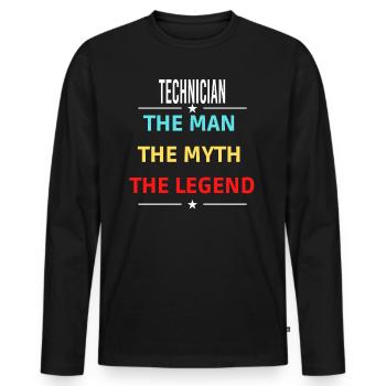L’homme Le mythe La légende TECHNICIEN - T-shirt manches longues Premium bio Homme - noir - Devant - Nico (187cm)