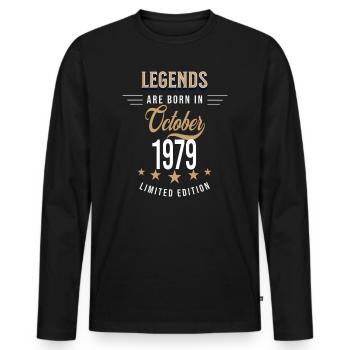 Legends are born in October 1979 - Men's Premium Organic Long Sleeve Shirt - black - Front - Nico (187cm)