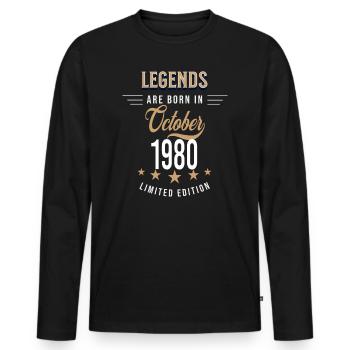 Legenden werden im Oktober 1980 geboren - Männer Premium Bio Langarmshirt - Schwarz - Vorne - Nico (187cm)