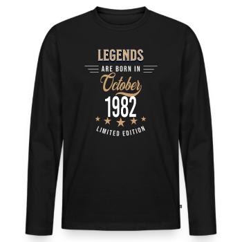 Les légendes sont nées en octobre 1982 - T-shirt manches longues Premium bio Homme - noir - Devant - Nico (187cm)