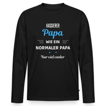 wie ein normaler Papa nur viel cooler Kassierer - Männer Premium Bio Langarmshirt - Schwarz - Vorne - Nico (187cm)