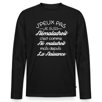 J'Peux Pas Je suis Né maladroit drôle - T-shirt manches longues Premium bio Homme - noir - Devant - Nico (187cm)