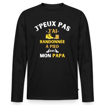 J'Peux Pas J'Ai Randonnée à pied avec mon papa - T-shirt manches longues Premium bio Homme - noir - Devant - Nico (187cm)