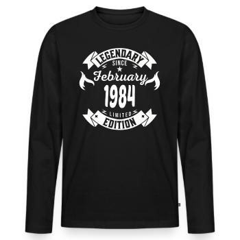 Legendär seit Februar 1984 - Männer Premium Bio Langarmshirt - Schwarz - Vorne - Nico (187cm)
