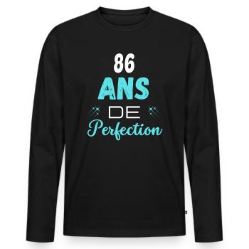 âge de la perfection cadeau humoristique 86 ans - T-shirt manches longues Premium bio Homme - noir - Devant - Nico (187cm)