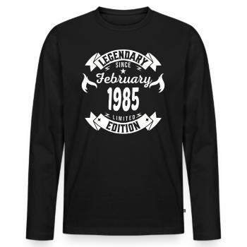 Legendär seit Februar 1985 - Männer Premium Bio Langarmshirt - Schwarz - Vorne - Nico (187cm)