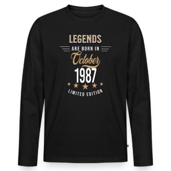Legenden werden im Oktober 1987 geboren - Männer Premium Bio Langarmshirt - Schwarz - Vorne - Nico (187cm)