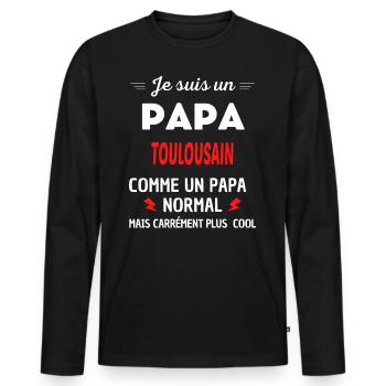 Je suis un PAPA TOULOUSAIN - T-shirt manches longues Premium bio Homme - noir - Devant - Nico (187cm)