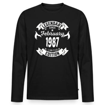 Legendär seit Februar 1987 - Männer Premium Bio Langarmshirt - Schwarz - Vorne - Nico (187cm)