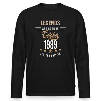 Legenden werden im Oktober 1989 geboren - Männer Premium Bio Langarmshirt - Schwarz - Vorne - Nico (187cm)